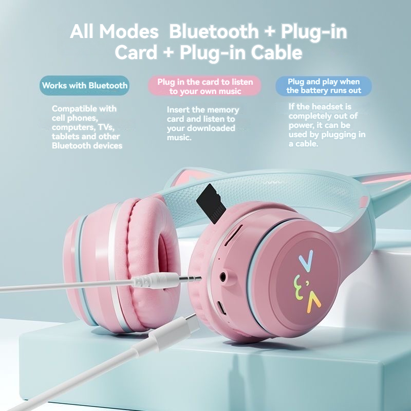 Wireless Headphones RGB Cute C - Outdoor Sport Activities For Kids ulasan dan harga