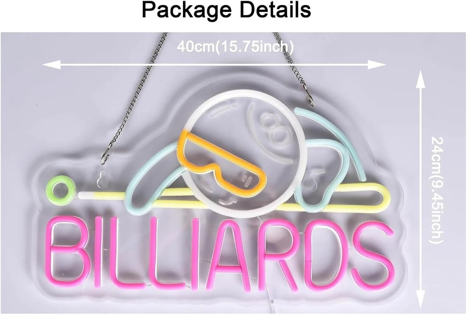 Billiards 8 Ball LED Neon Sign - Outdoor Sports Hall ulasan dan harga